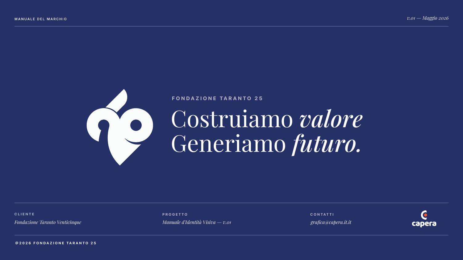 Copertina del manuale del marchio Fondazione Taranto25